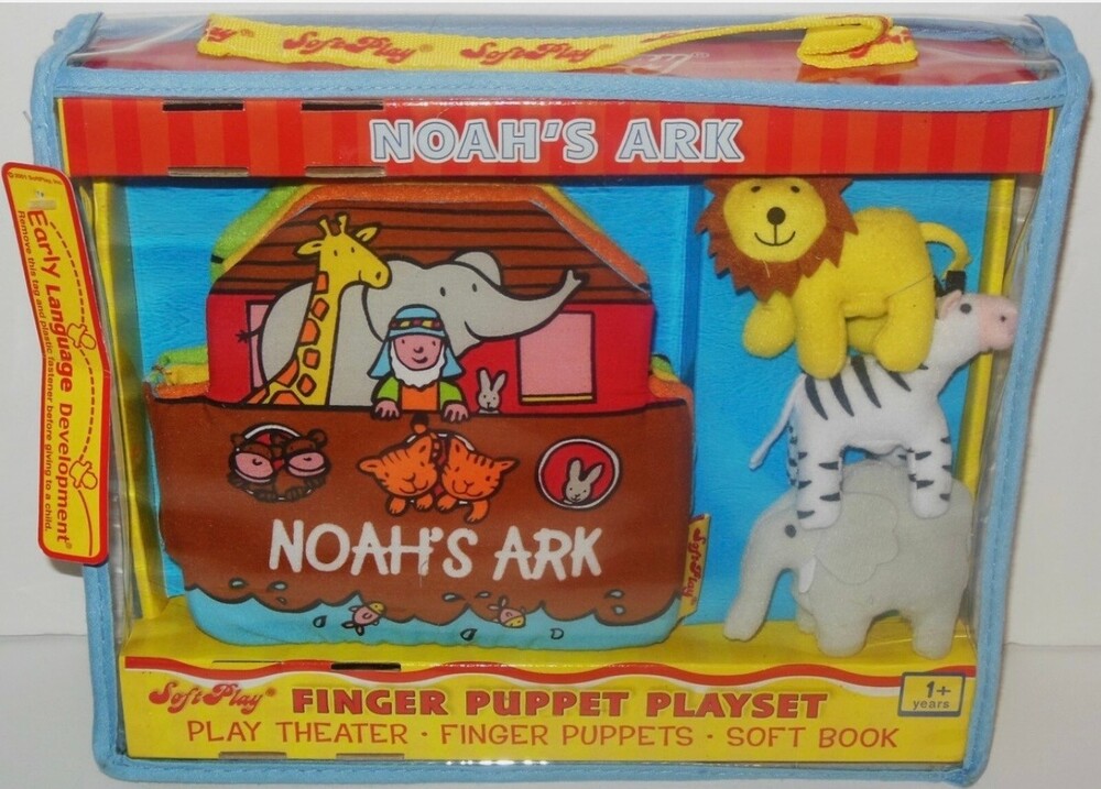 SoftPlay Noah's Ark Finger Puppet Playset Soft Book 7 Finger Puppets